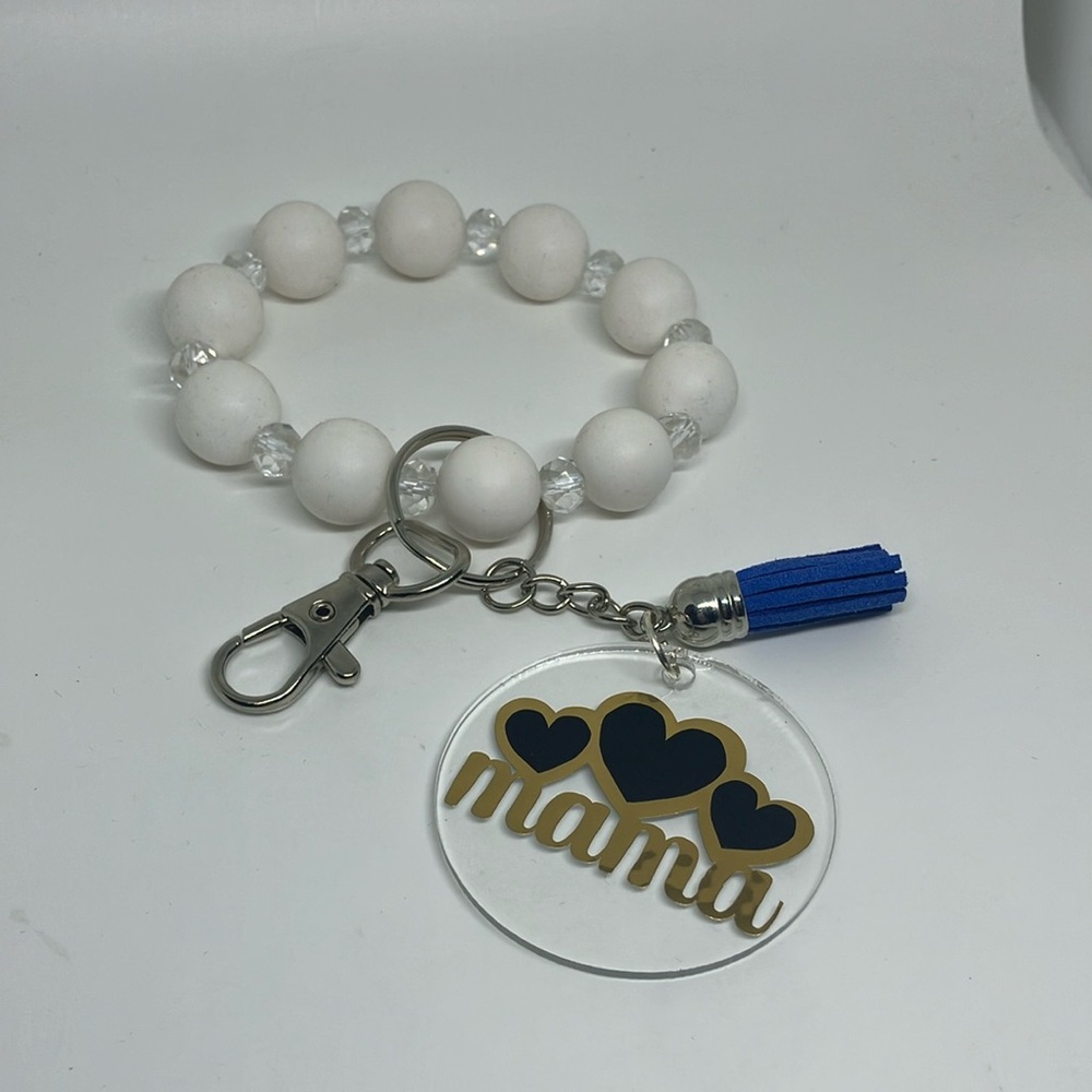 Silicone beaded wristlet keychain